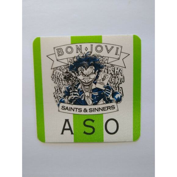 Bon Jovi Backstage Pass Batman The Joker Original 1989 Rock Concert ASO Green - Picture 2 of 2